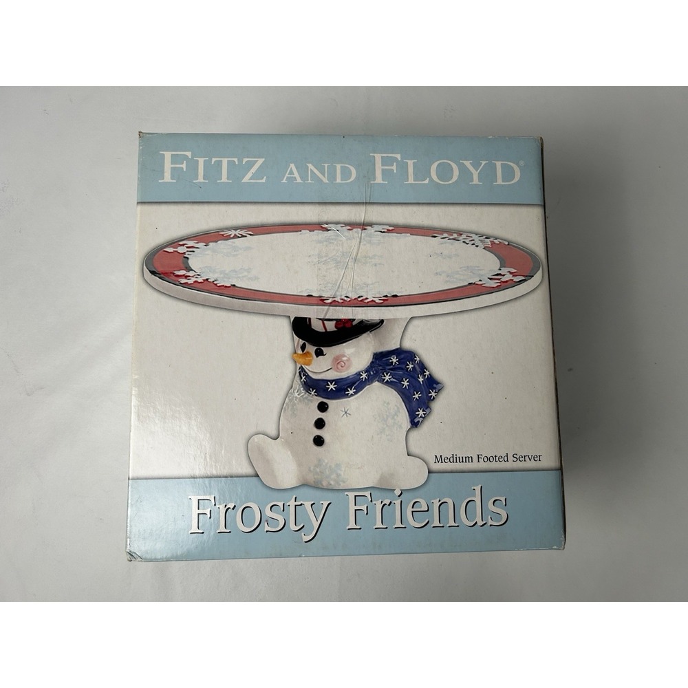 Vintage Fitz and Floyd Frosty Friends Snowman Cake Plate Stand Christmas 2005